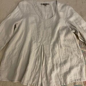 Flax Brand Natural Color Long Sleeve Top A-Shaped Style One Pleat Price Drop